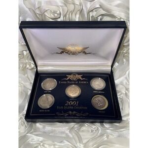 2001 State Quarter Collection 5 Coin NY, KY, NC, RI, Vermont Is Missing Case.  L